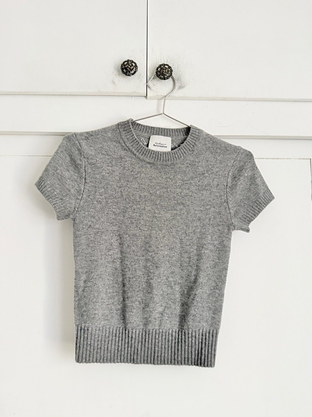 Reformation x Kacey Musgraves Merino Wool Short Sleeve - Gray